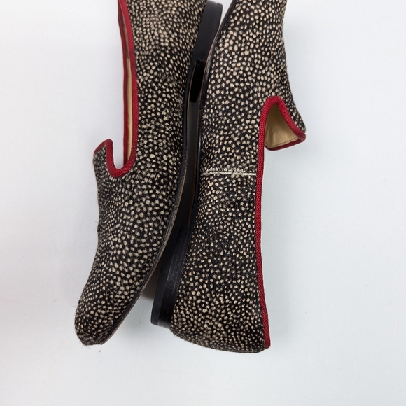 Cole Haan size 7 Calf Hair Speckled Loafers Slip On Red Trim Flats Old Money - Picture 9 of 12